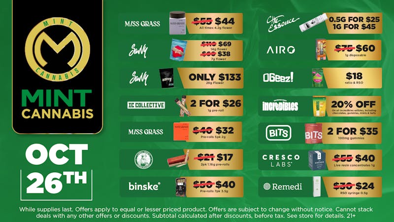 Mint Cannabis - Willowbrook Mint Willowbrook Sunday Specials!