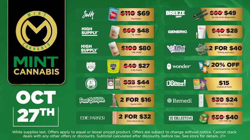 Mint Cannabis - Willowbrook Mint Willowbrook Monday Specials!