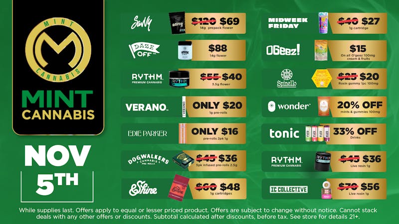 Mint Cannabis - Willowbrook Mint Willowbrook Wednesday Specials!