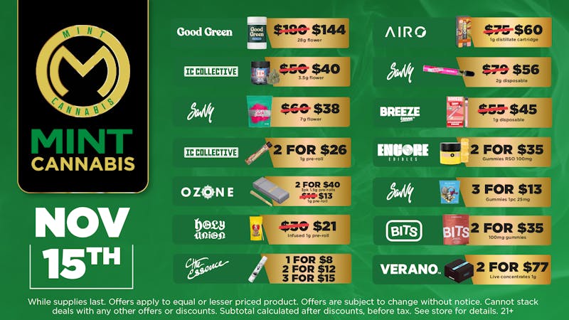 Mint Cannabis - Willowbrook Mint Willowbrook Saturday Specials!