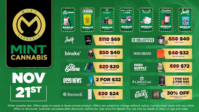 Mint Cannabis - Willowbrook Mint Willowbrook Friday Specials!