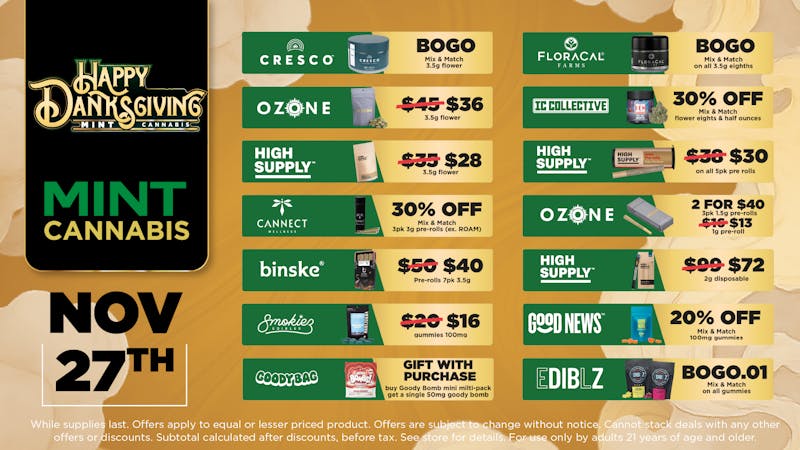 Mint Cannabis - Willowbrook Mint Willowbrook Thursday Specials!