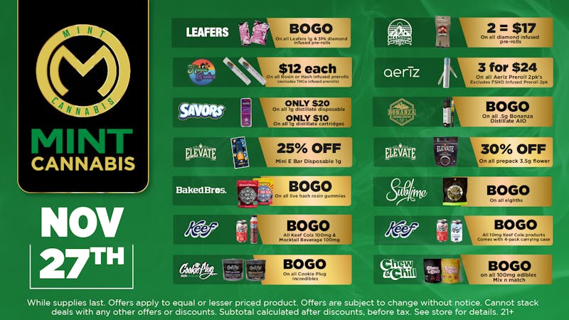 The Mint Cannabis - Phoenix Thursday Featured Deals