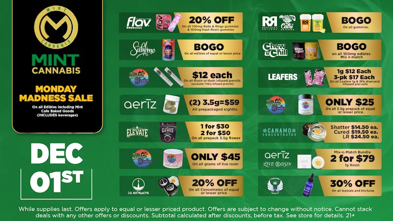 The Mint Cannabis - Mesa Monday Featured Deals