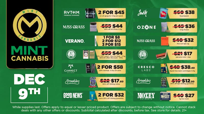 Mint Cannabis - Willowbrook Mint Willowbrook Tuesday Deals