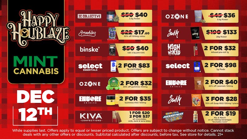 Mint Cannabis - Willowbrook Mint Willowbrook Friday Specials!