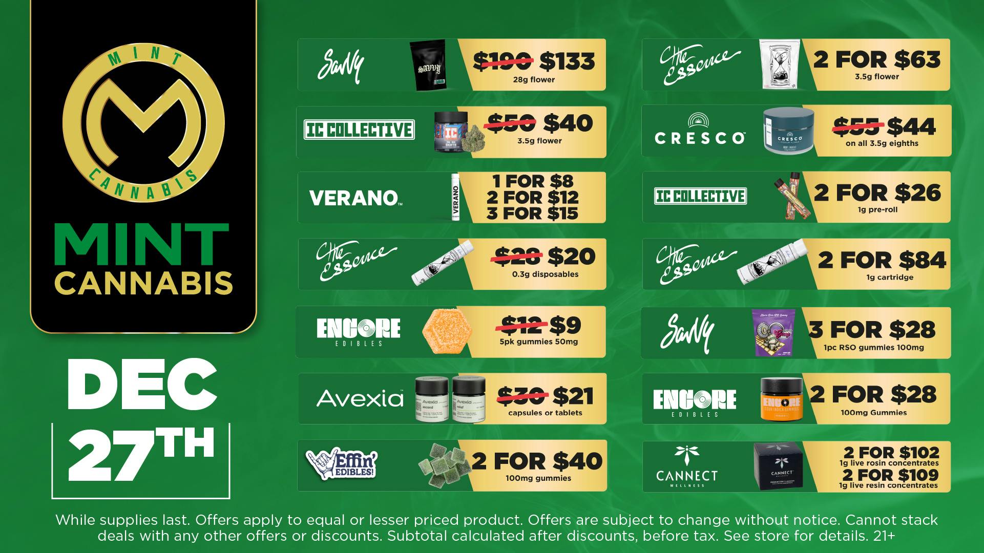 Mint Cannabis - Willowbrook Mint Willowbrook Saturday Specials!