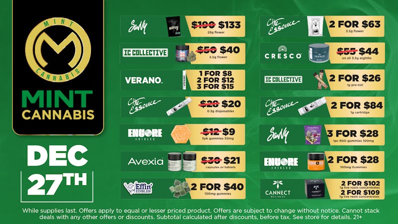 Mint Cannabis - Willowbrook Mint Willowbrook Saturday Specials!
