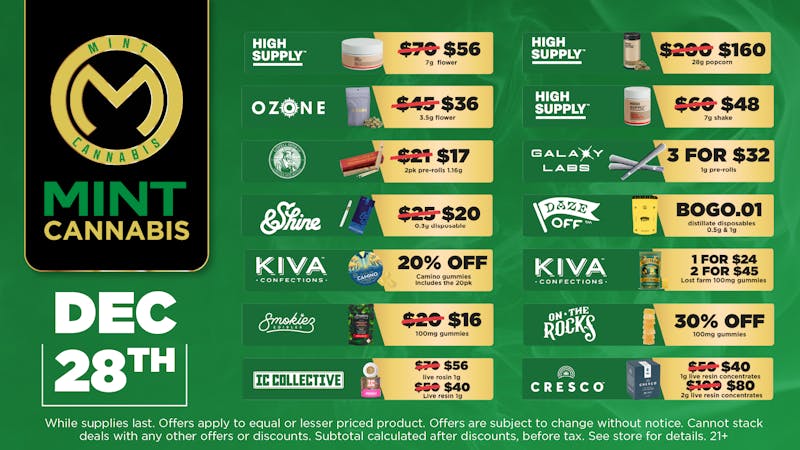 Mint Cannabis - Willowbrook Mint Willowbrook Sunday Specials!