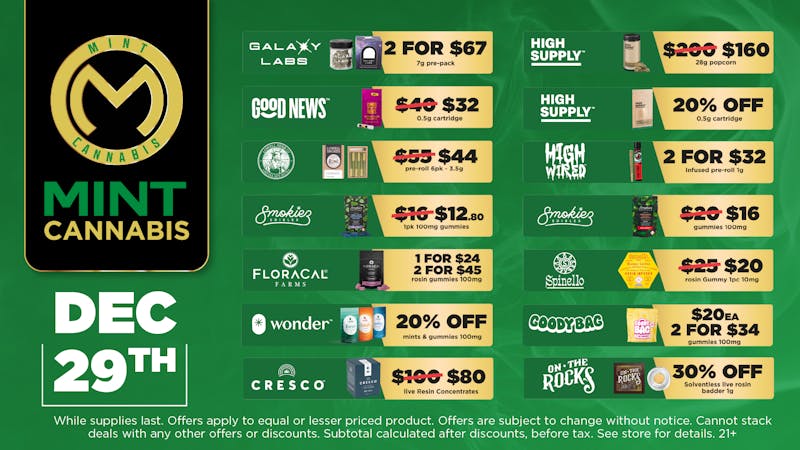 Mint Cannabis - Willowbrook Mint Willowbrook Monday Specials!