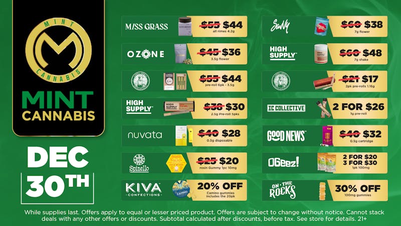 Mint Cannabis - Willowbrook Mint Willowbrook Tuesday Deals