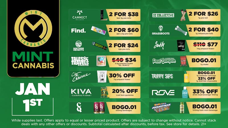 Mint Cannabis - Willowbrook Mint Willowbrook Thursday Specials!