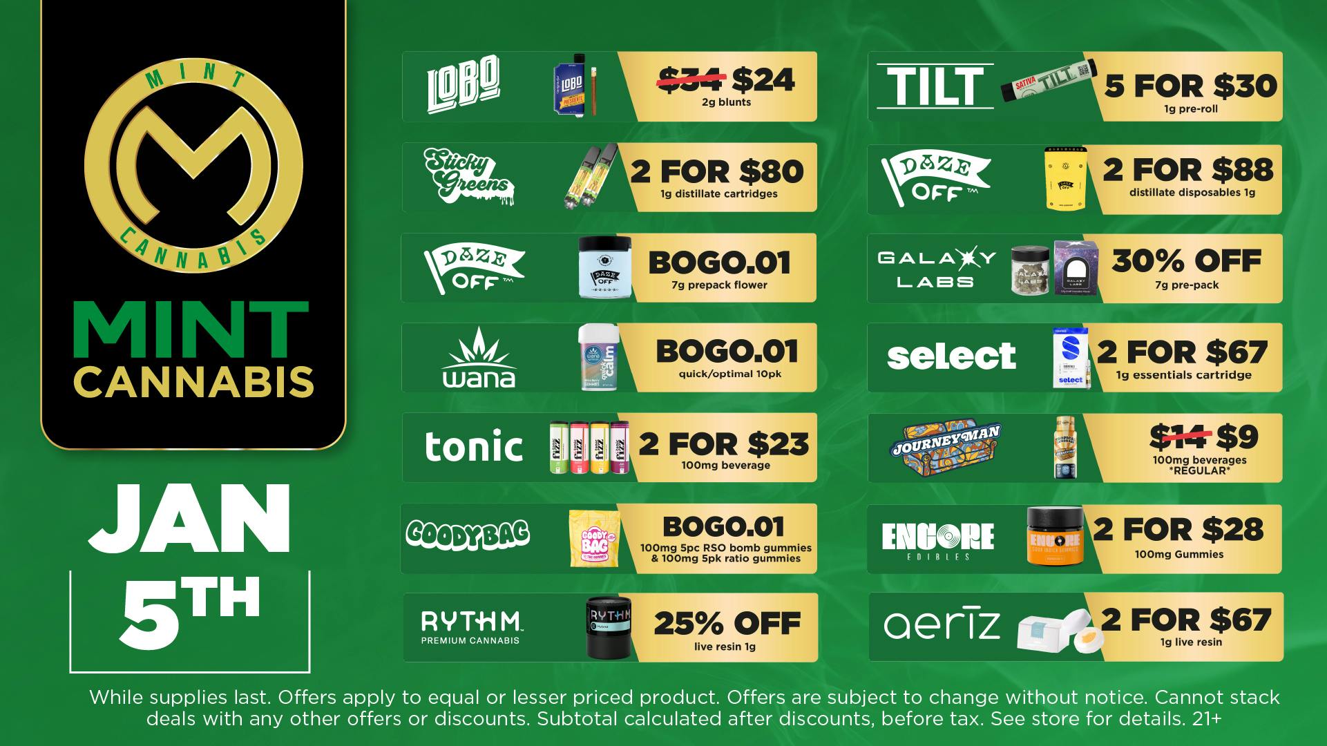 Mint Cannabis - Willowbrook Mint Willowbrook Monday Specials!