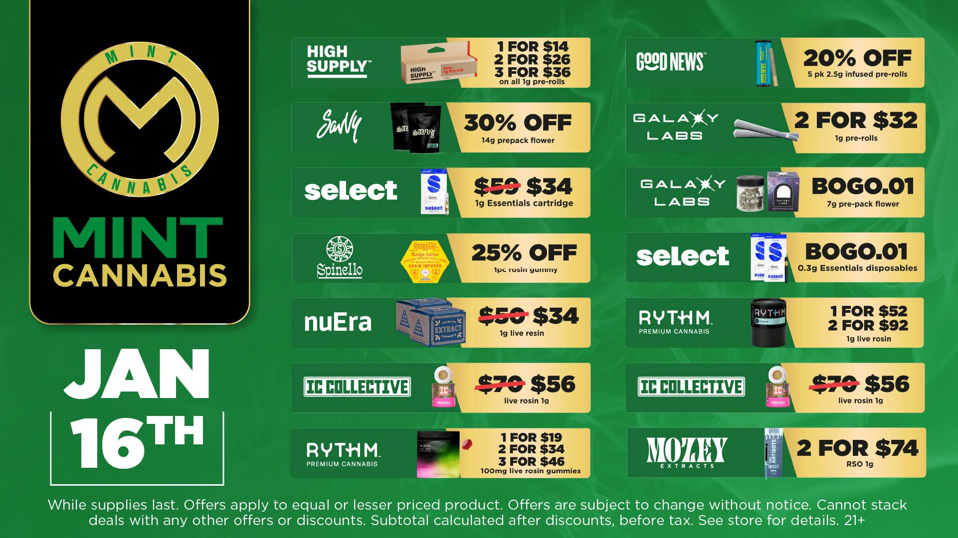 Mint Cannabis - Willowbrook Mint Willowbrook Friday Specials!