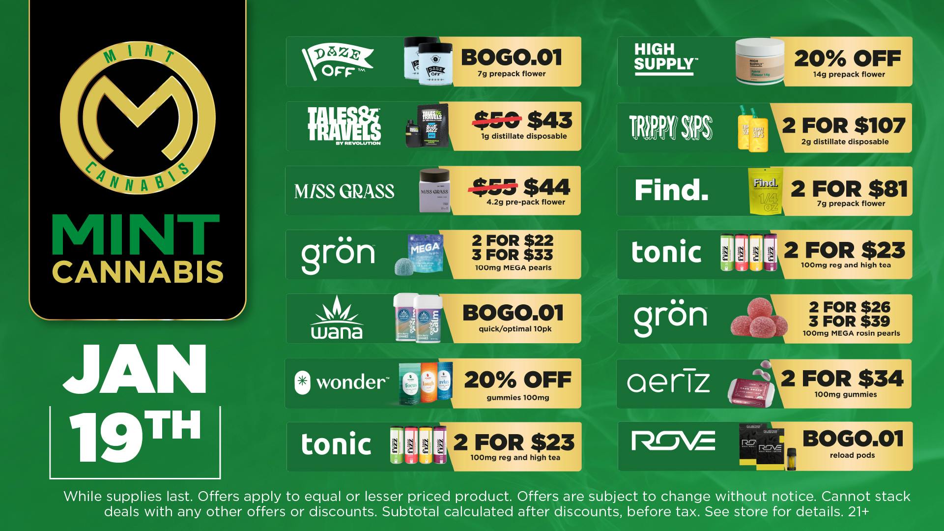 Mint Cannabis - Willowbrook Mint Willowbrook Monday Specials!