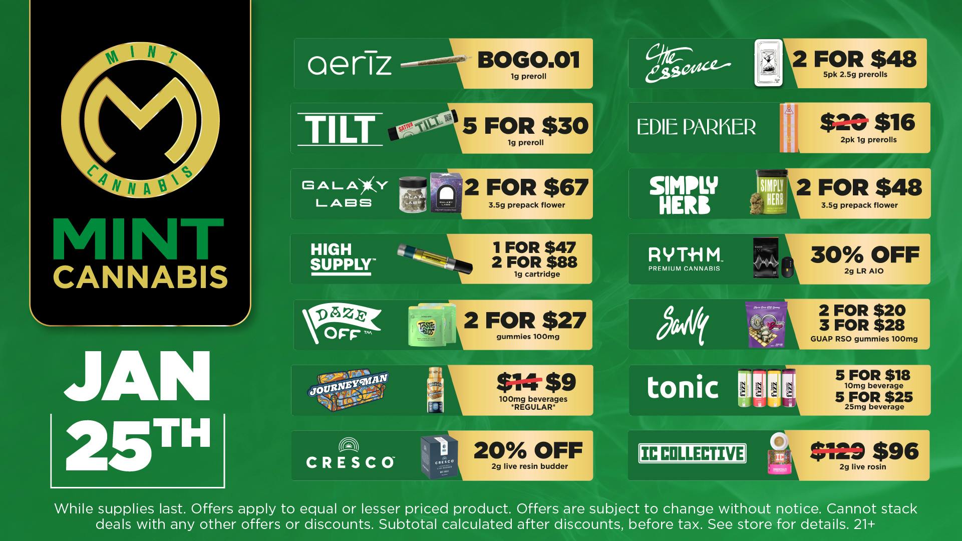 Mint Cannabis - Willowbrook Mint Willowbrook Sunday Specials!