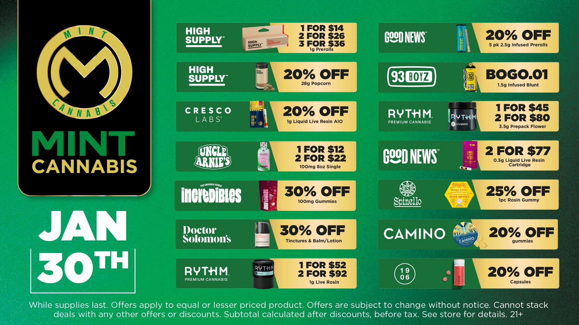 Mint Cannabis - Willowbrook Mint Willowbrook Friday Specials!