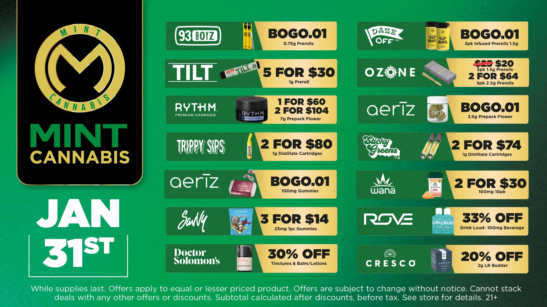 Mint Cannabis - Willowbrook Mint Willowbrook Saturday Specials!