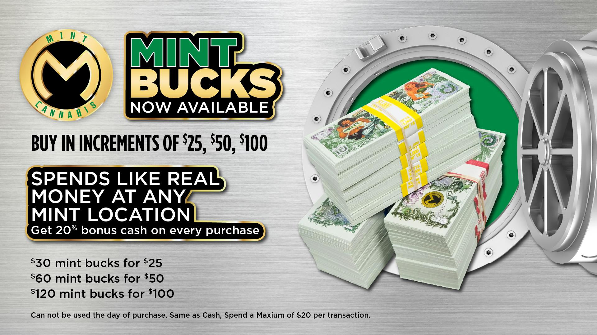 The Mint Cannabis - Mesa Mint Bucks Now Available!