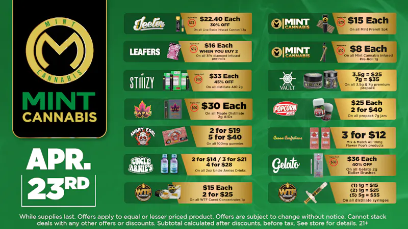 The Mint Cannabis - Phoenix Thursday Featured Deals