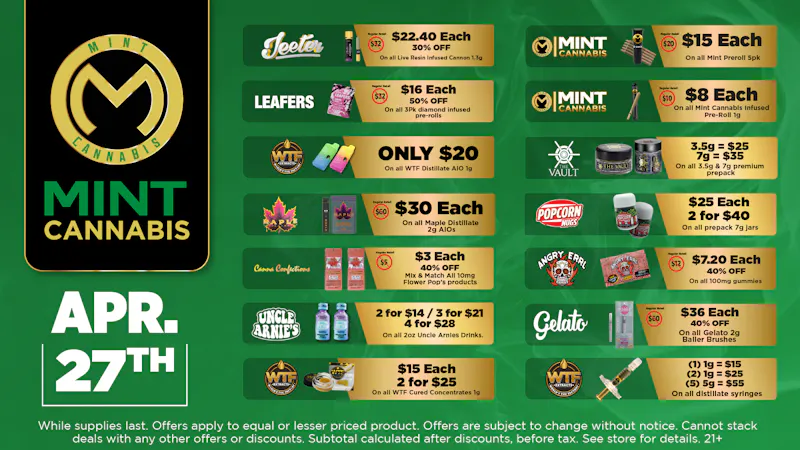 The Mint Cannabis - Phoenix Monday Featured Deals