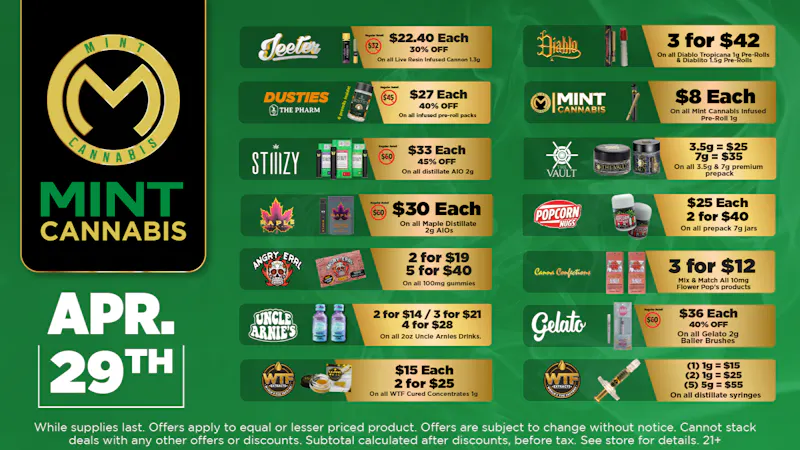 The Mint Cannabis - Phoenix Weds Featured Deals