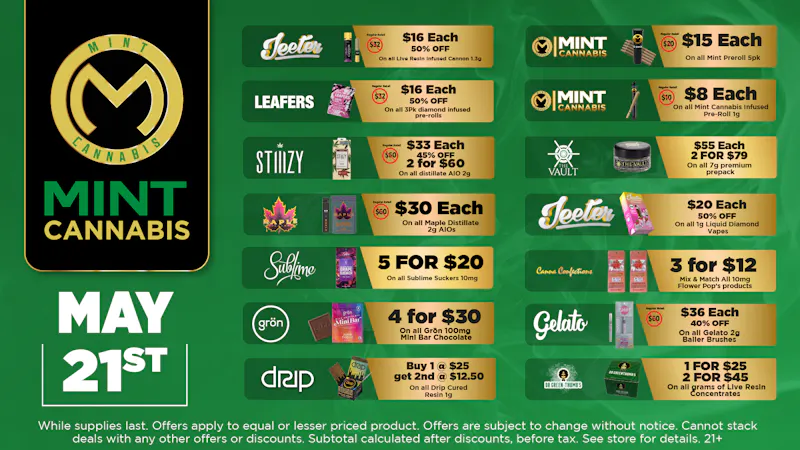The Mint Cannabis - Tempe Thursday Featured Deals
