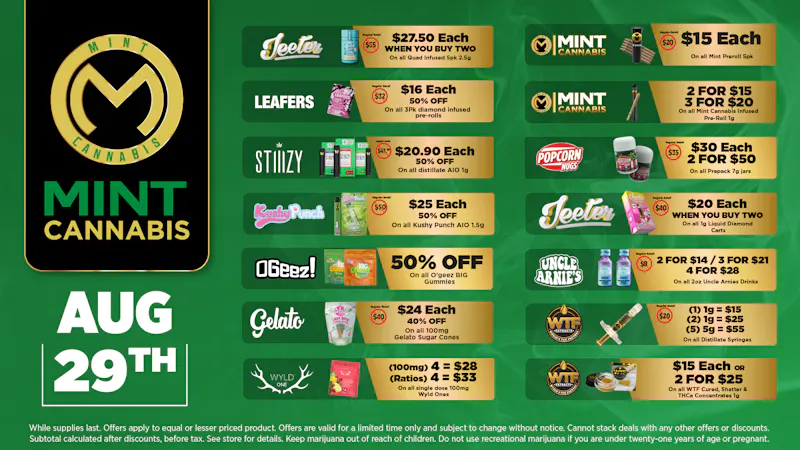 The Mint Cannabis - Tempe Saturday Featured Deals