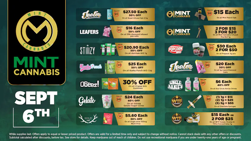 The Mint Cannabis - Phoenix Sunday Featured Deals