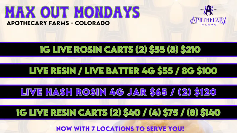 Apothecary Farms - Federal MAX OUT MONDAYS!