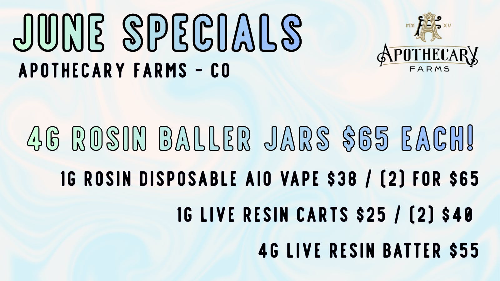Apothecary Farms Denver JUNE DAILY DEALS