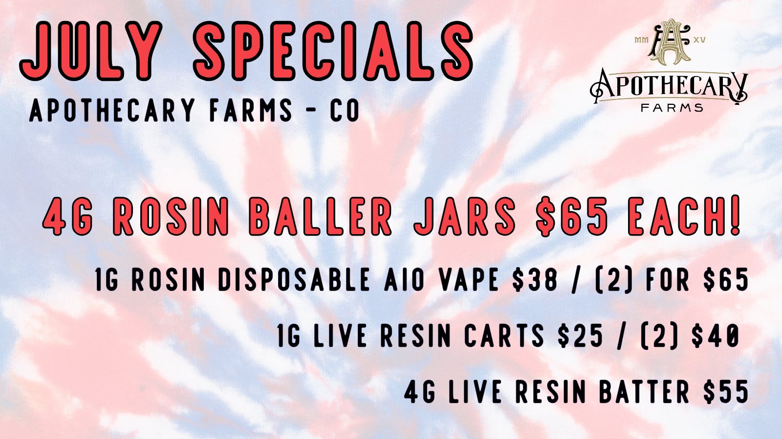 Apothecary Farms – Colorado Ave – REC July Daily Deals