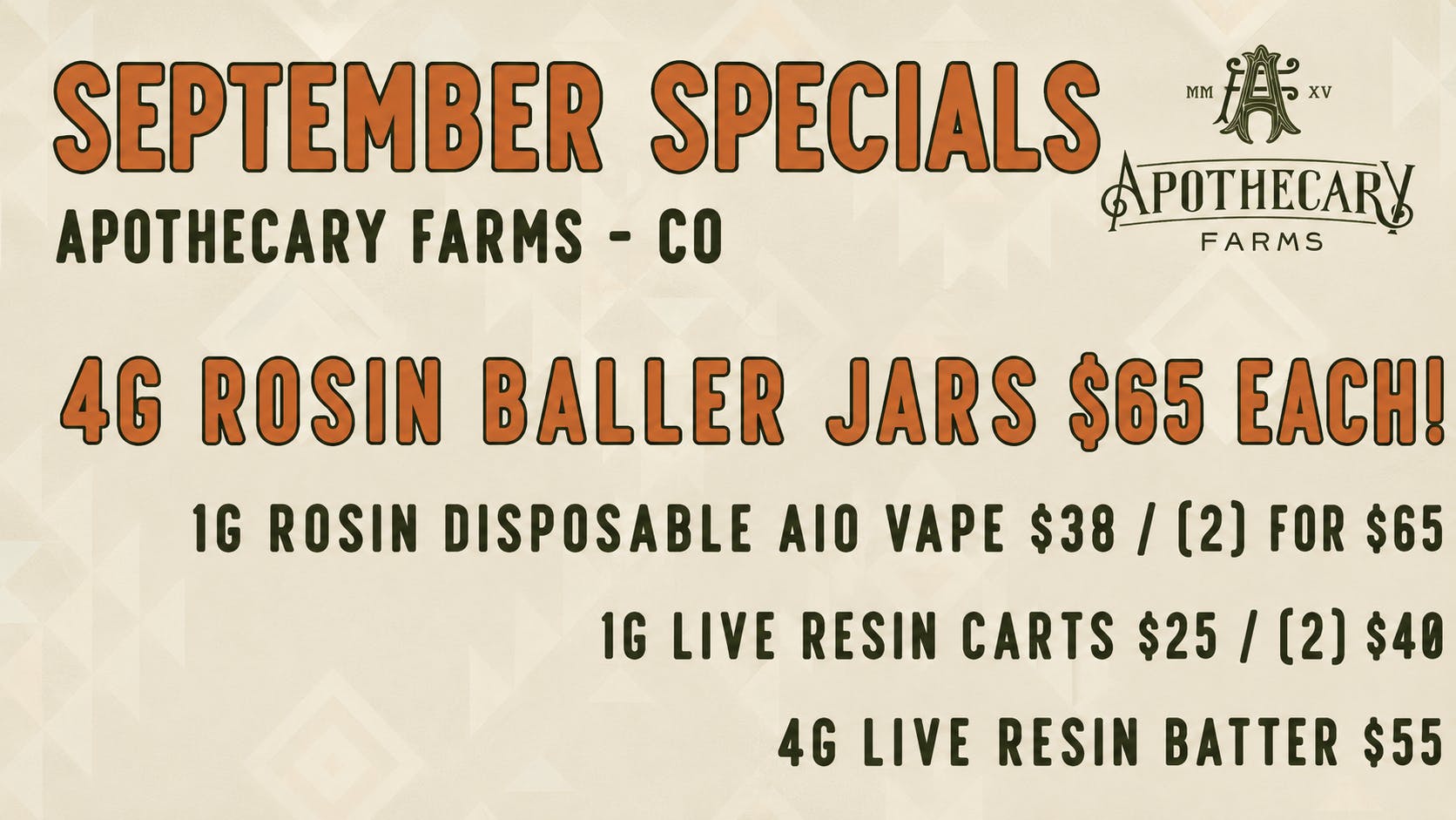 Apothecary Farms - Pueblo West September Daily Deals