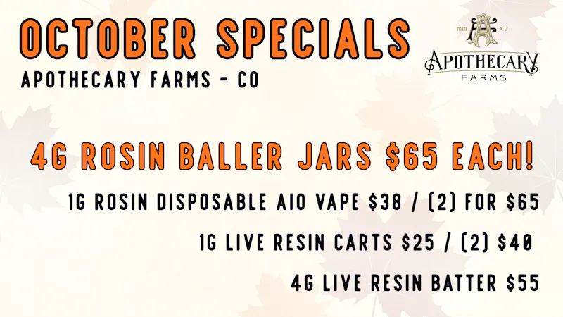 Apothecary Farms Denver October Daily Deals