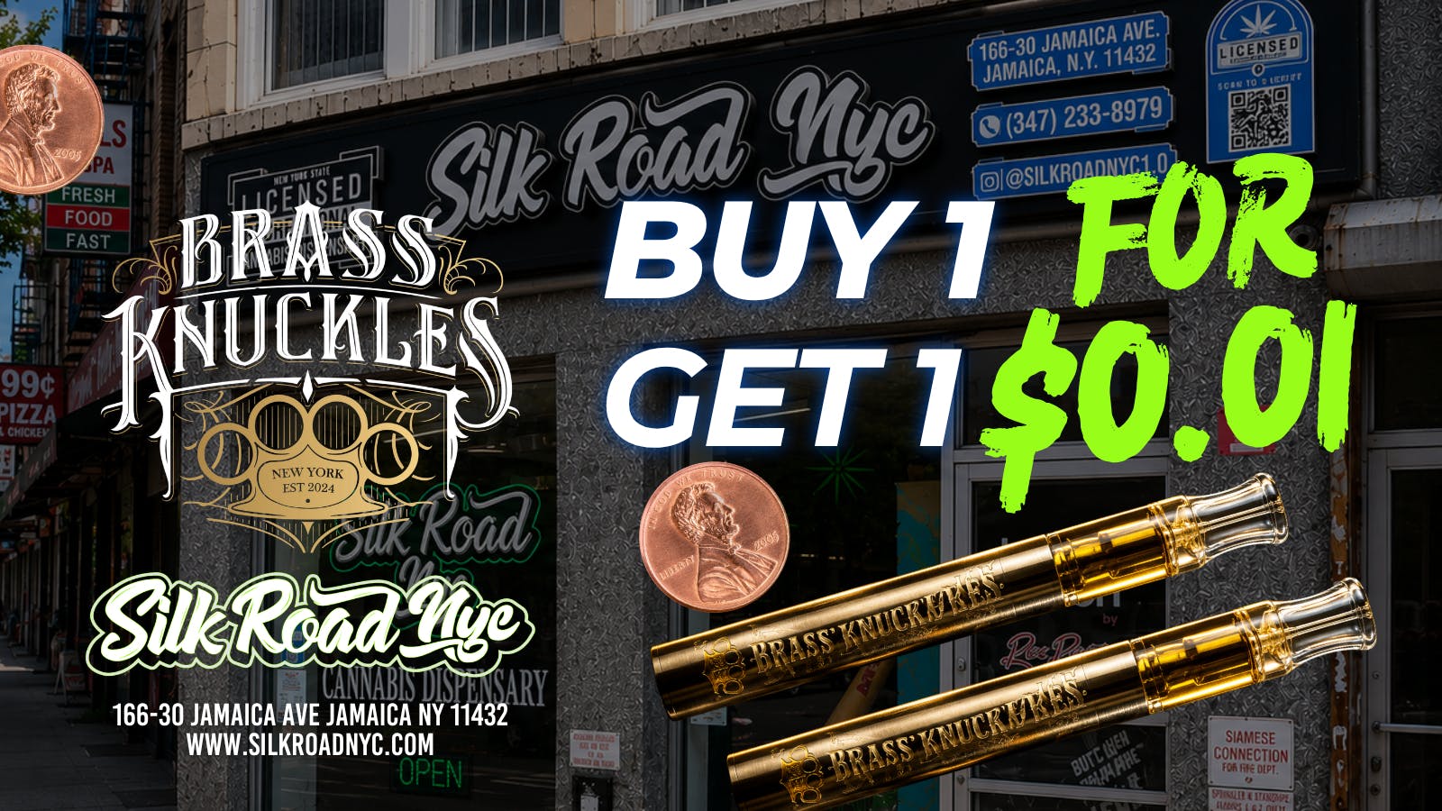 Silk Road NYC Delivery BRASS KNUCKLES- BUY ONE GET ONE FOR $0.01