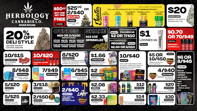 Herbology Cannabis Co. - Jefferson Ave - Recreational 🏆DOOR BUSTIN' DEALS🏆
