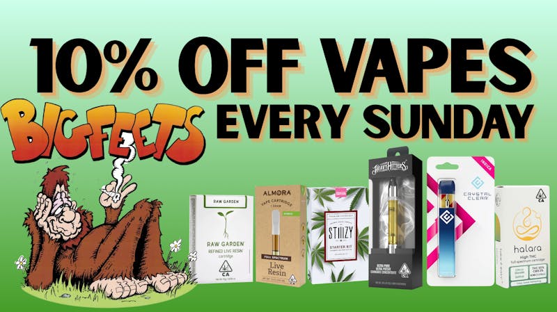 BigFeets formerly Curbstone Exchange 10% off Vapes every Sunday at BIGFEETS