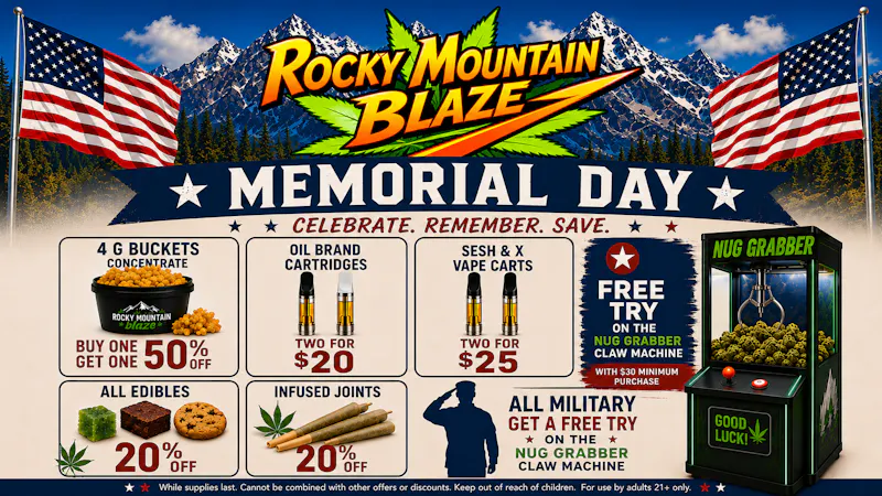 Rocky Mountain Blaze Recreational BOGO 50%off Wax 4g buckets & Nug Grabber Prizes!!