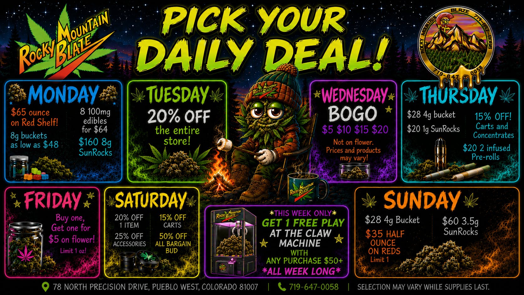 Rocky Mountain Blaze Recreational Pick Your Daily Deal! Wed BOGO, Fri BOGO & more!!