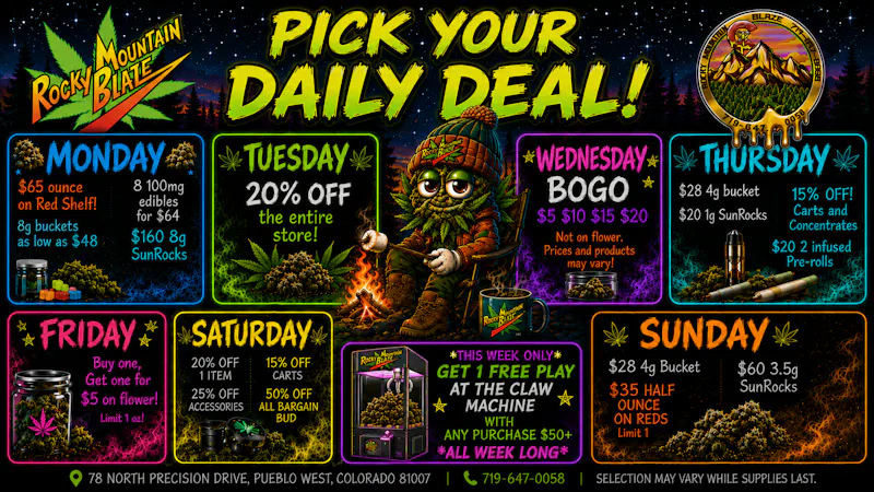Rocky Mountain Blaze Recreational Pick Your Daily Deal! Wed BOGO, Fri BOGO & more!!