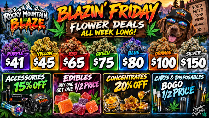 Rocky Mountain Blaze Recreational Flower BOGO $5, Cartridges BOGO 50%off & more