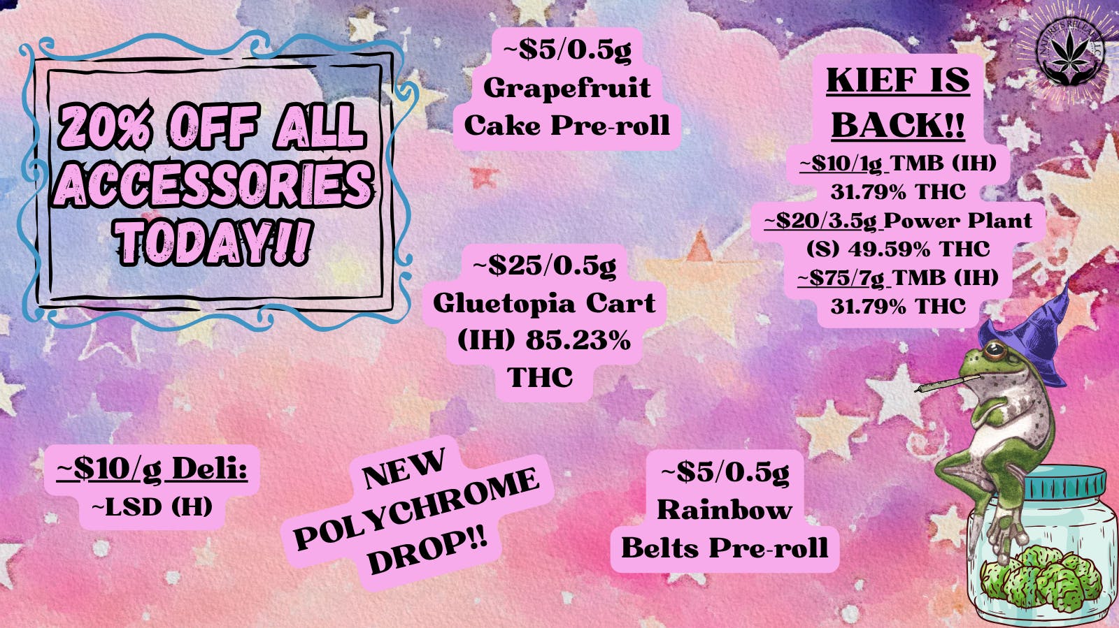 Nature’s ReLeaf $25/0.5g Gluetopia Cart!!