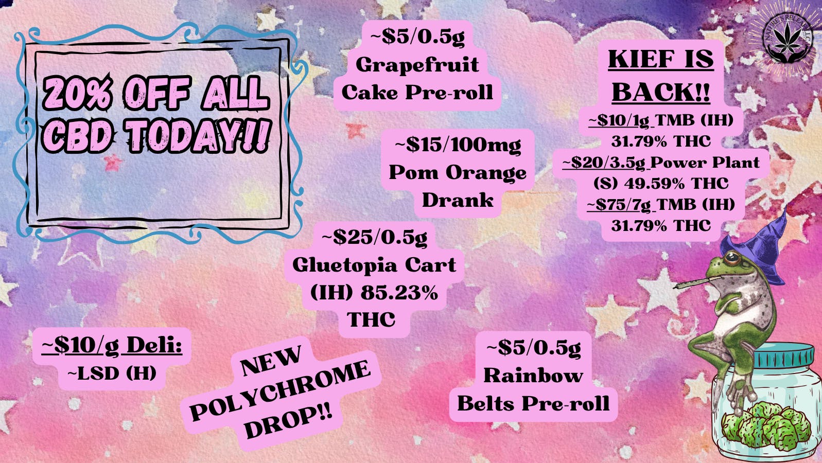 Nature’s ReLeaf $15/100mg Tundra Brewing Pom Orange Drank!!