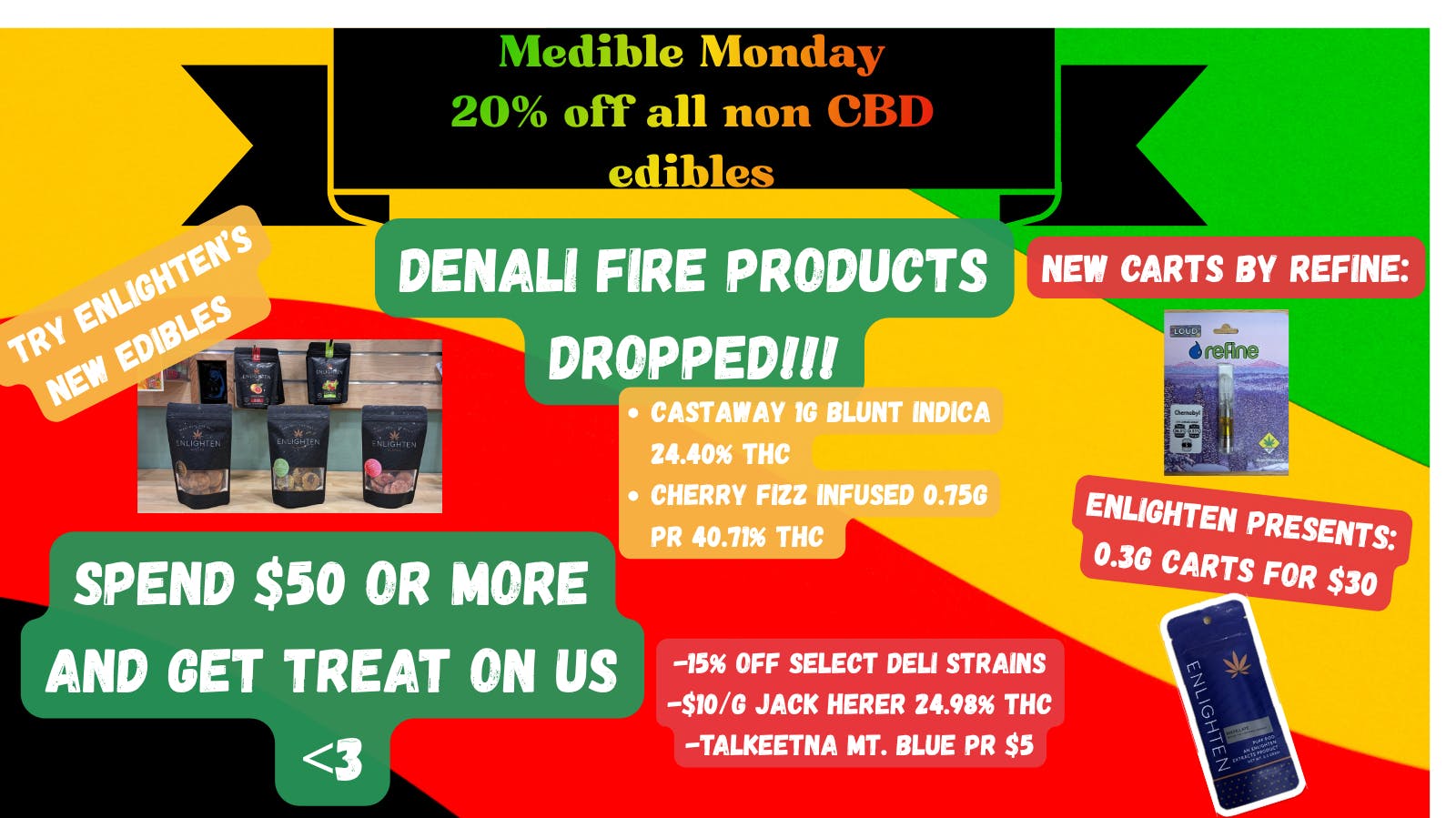 Nature’s ReLeaf New Denali Fire, Enlighten, and Refine Products!!!