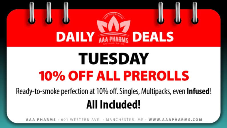 AAA PHARMS Tuesday Deal - 10% Off Prerolls