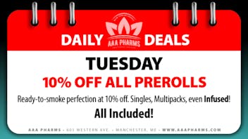 AAA PHARMS Tuesday Deal - 10% Off Prerolls