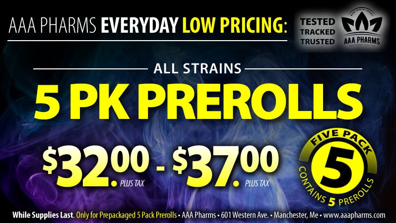 AAA PHARMS 5 Pack Pre Rolls - $32-$37 (+tax)