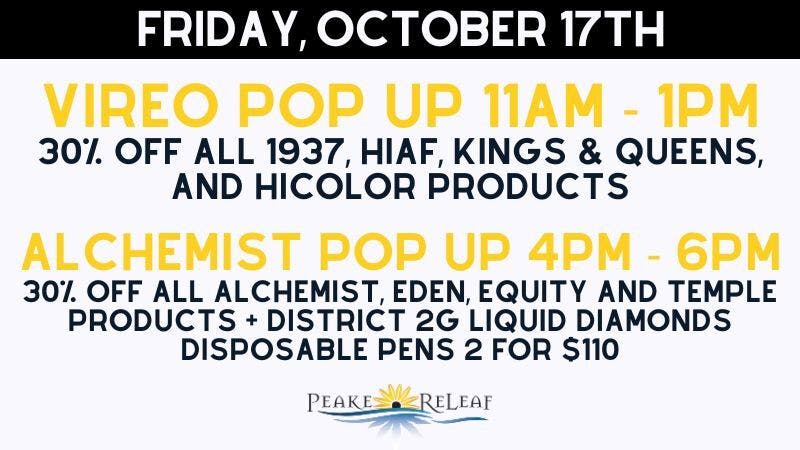 Peake ReLeaf 30% off Vireo & Alchemist Products!