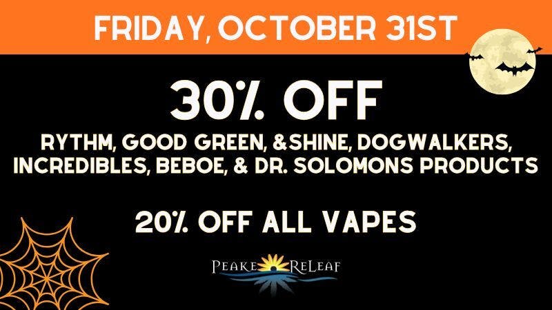 Peake ReLeaf 20% off all Vapes + 30% off all GTI Products!