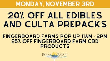 Peake ReLeaf 25% off Fingerboard Farms Products!